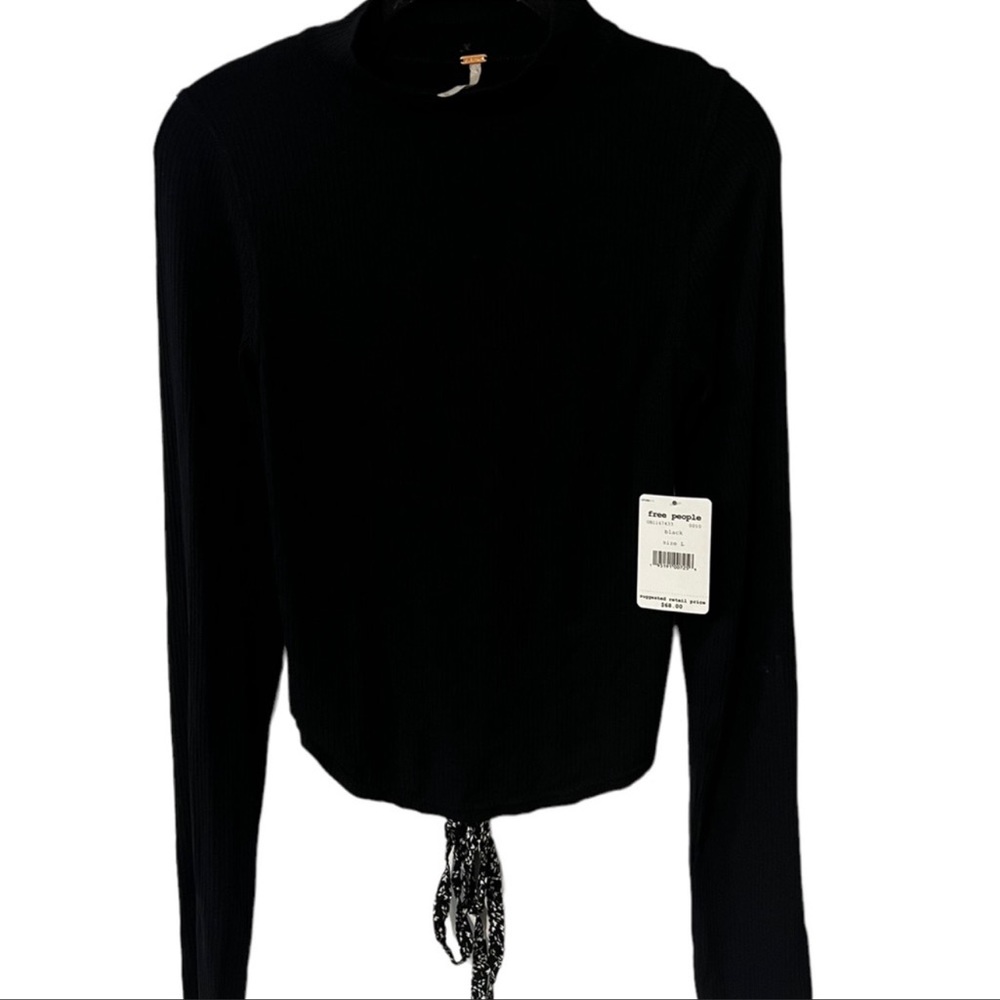 Free people edge of town black backless tie turtle neck top - Picture 3 of 5